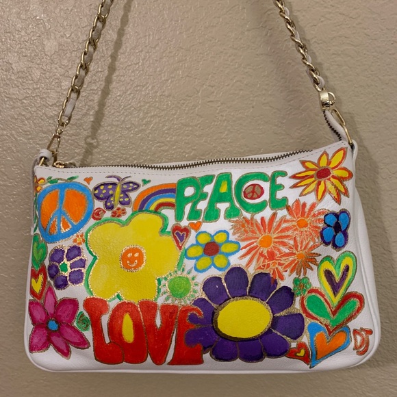 Hand painted Italian made boho bag. - Picture 7 of 12